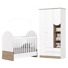 Jogo Quarto Infantil Magia Com Guarda Roupa E Berço Branco-jequitibá - Móveis Henn Branco-jequitibá