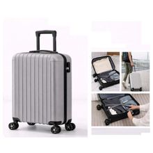 Mala De Bordo Rígida Em Abs Cinza Com Giro 360° E Alça Retrátil – Praticidade E Elegância Para Viagens