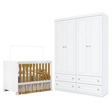 Berço Americano Katatau Branco Acetinado Savana - Reller E Guarda Roupa Infantil Americano 4 Portas Branco Hp - Henn
