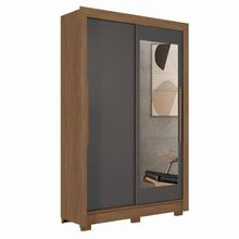 Guarda Roupa Solteiro 2 Portas De Correr Lapa Com Espelho Jatobá Grafite - Santos Andirá