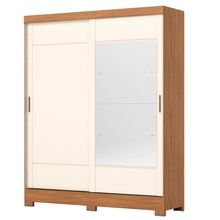 Guarda Roupa Casal 2 Portas Deslizantes Com Espelho 163 Cm B74 Briz Nature Off White