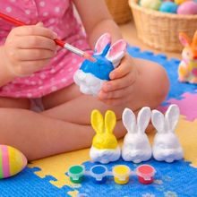 Cabeça Coelho Páscoa Para Pintar Colorir Com Pincel Kit 48pç