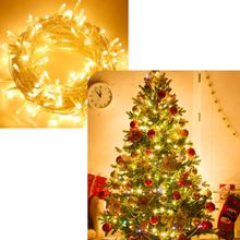 Pisca Cordão 100 Lâmpadas LED Amarelo Fio Branco De 220v 10M