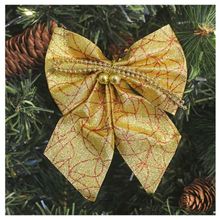 Enfeite Árvore Natal Laço Dourado Brilhante 14cm 6 Unidades