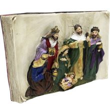 Presépio Estatueta Livro Sagrado 3D Nascimento Jesus 18x28cm