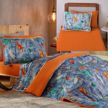 Kit Coordenado Edredom com Lençol Solteiro Mymo - Dinossauro - 100% Algodão