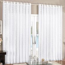 Cortina 2 Mt Sala Quarto Renda com Voal para Varão Baratissima Branca - 100% Poliéster