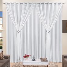 Cortina 4 Mts Sala Quarto Voal com Microfibra para Trilho Suisso Branca Barata - 100% Poliéster