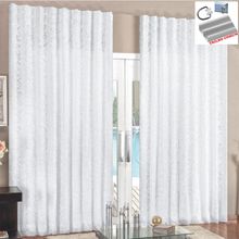 Cortina 2 Mt Sala Quarto Renda com Voal para Trilho comum Baratissima Branca - 100% Poliéster