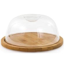 Porta Queijo em Bambu Tampa Acrilico 19x8 cm Ecokitchen Mimo