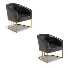 Poltrona Decorativa Industrial Dourado kit 2 Stella Sintético PU D03 - D'Rossi