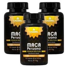 Maca Peruana 100% Pura  3  Frascos com 120 cápsulas     Chamel