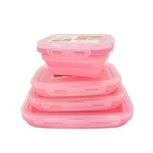Kit de Potes em Silicone Retrátil 4 Peças Rosa - Quanhe