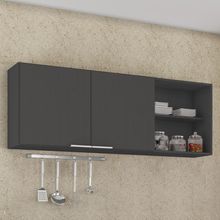 Armário De Cozinha Aéreo 150cm Pérola Z34 Preto - Mpozenato