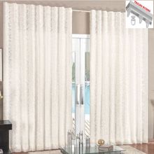 Cortina 4 Mt Sala Quarto Renda com Voal para Trilho Suisso Baratissima Palha - 100% Poliéster