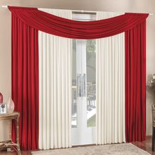 Cortina Tendência 2,00m x 1,70m para Varão em Malha Sala Quarto - Vermelho - 100% Poliéster