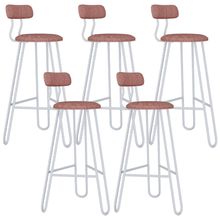 Kit 05 Banqueta Alta Bar Cozinha Sala de Jantar Áris C01 Branco Linho Rosê - Lyam Decor
