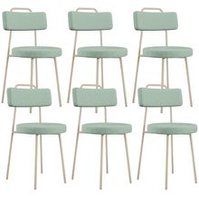 Kit 06 Cadeiras Decorativa Estofada Para Sala De Jantar Barcelona Arena L02 Linho Verde Menta - Lyam Decor