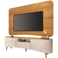Rack Para Sala Martina Com Painel Para TV 80 Pol Orgânico Ermione B01 Cinamomo Off White - Lyam Decor