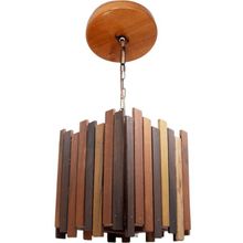 Luminária De Teto Pendente Em Madeira Quadrada Pequeno 1,5m