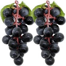 Kit 6 Cachos De Uva Preta Fruta Artificial Silicone De 20cm