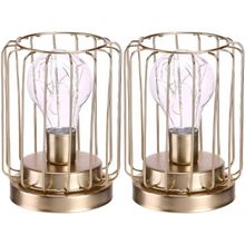 Kit 2 Abajur De Mesa Geométrico Lâmpada LED Metal Dourado