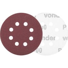 Disco de Lixa com Costado em Pluma 125 mm, Grão 100, com 8 Furos, Embalagem com 10 Peças, Vonder OstenVonder