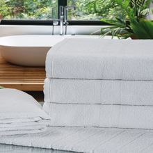 Kit 06 Unidades - Toalha de Rosto KazzaVip Felpuda 100% Algodão Linha Hotel Prata Profissional 44cmx70cm Branco Off White