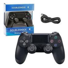 Kit 2 Controles Compatível Ps4 Com Fio Vibração Manete Preto