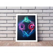 Quadro Decorativo Botões Play Station Retangular 20x30 Branco para Decoração Gamer