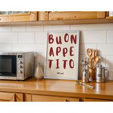 Quadro Decorativo Buon Appetito Retangular 30x40CM Branco para Cozinha