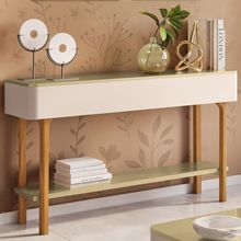 Aparador Sala De Estar 136cm Com Prateleira Janis Off/champanhe H01 - Mpozenato