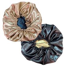 Kit 2 Toucas de Cetim Dupla Face com Regulador Anti Frizz Dourado e Preto Ajustável OEM