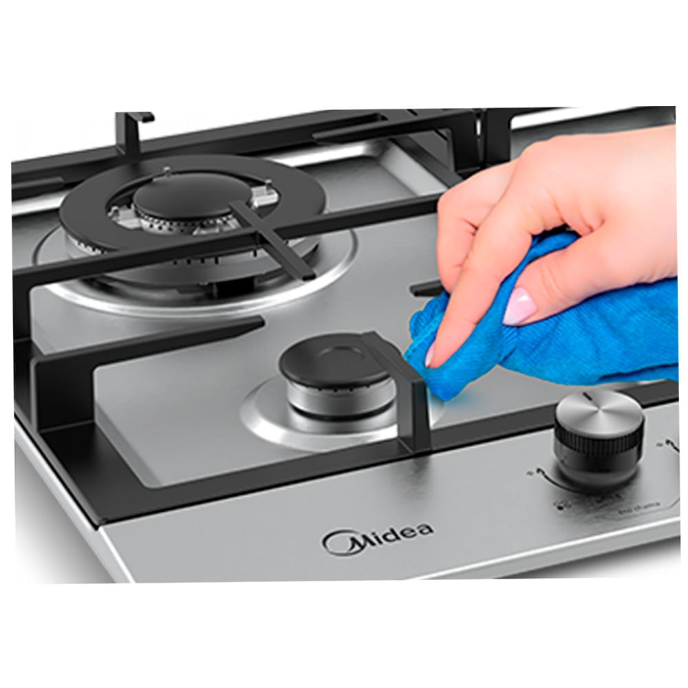 Cooktop 4 Bocas a Gás Inox com Mega Chama Midea CYB4B Bivolt