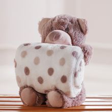 Manta e Bichinho KazzaVip Baby Pelúcia 100% Poliéster Microfibra Urso Bege