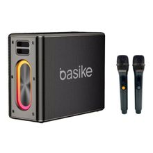 Caixa De Som Bluetooth  Karaokê Rgb 120W  Com 2 Microfones Sem Fio  Basike