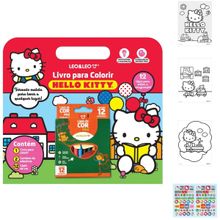 LIVRO COLORIR HELLO KITTY + ADESIVOS + LAPIS DE COR LEO&LEO