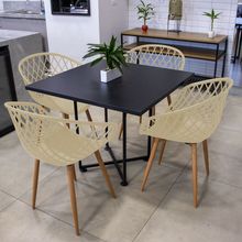 Mesa de Jantar 4 Lugares Preto Jade 90cm e Kit 4 Cadeiras Clarice D03 - D'Rossi