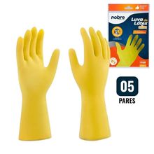 Kit 5 Pares De Luvas Nobre Látex P P- Agentes Químicos Resistente E Segura Amarelo