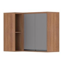 Armário Aéreo Canto 95Cm 2Portas 1Prateleira Vanilla/Cinza