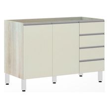 Balcão De Pia Sem Tamp 120cm E Lis Legno Crem e Kashmir