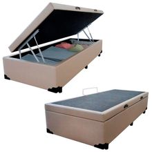 Cama Box Baú Solteiro Sintético Mega Cama Bege 88x188x45cm