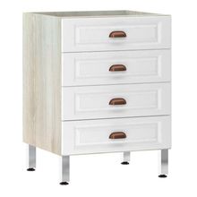 Balcão De Cozinha Sem Tampo 60cm 4 Gavetas Agatha Legno Crema Com Branco Pet