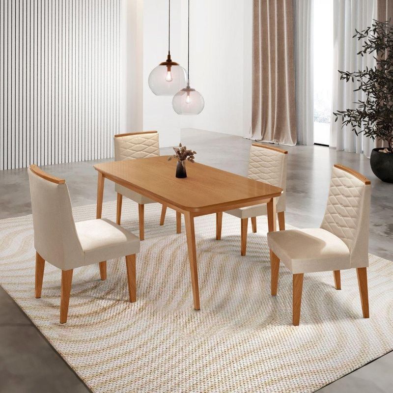 Mesa De Jantar Copper 120cm Tampo Mdf Com 4 Cadeiras Eloise Veludo ...