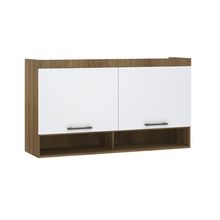 Armário Aéreo Maleiro 145cm 2 Portas Paris Avelã/Branco