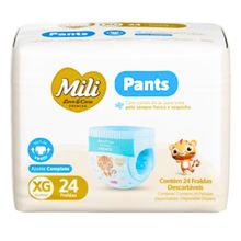 Fralda Descartável Mili Love & Care PREMIUM  PANTS (Tam XG)  cintura elástica 360º - pacote c/ 24