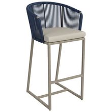 Banqueta Noronha Em Alumínio E Corda Náutica Trama Original Azul Marinho