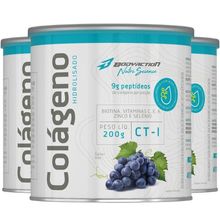 3x Colágeno Hidrolisado Peptídeos Ácido Hialurônico 200g - Uva