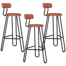 Kit 03 Banqueta Alta Bar Cozinha Sala de Jantar Áris C01 Preto Courino Terra Rosê - Lyam Decor