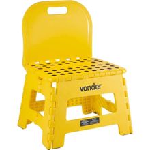 Banqueta Plástica Dobrável, Amarela, Altura 220 mm, com Encosto, Vonder